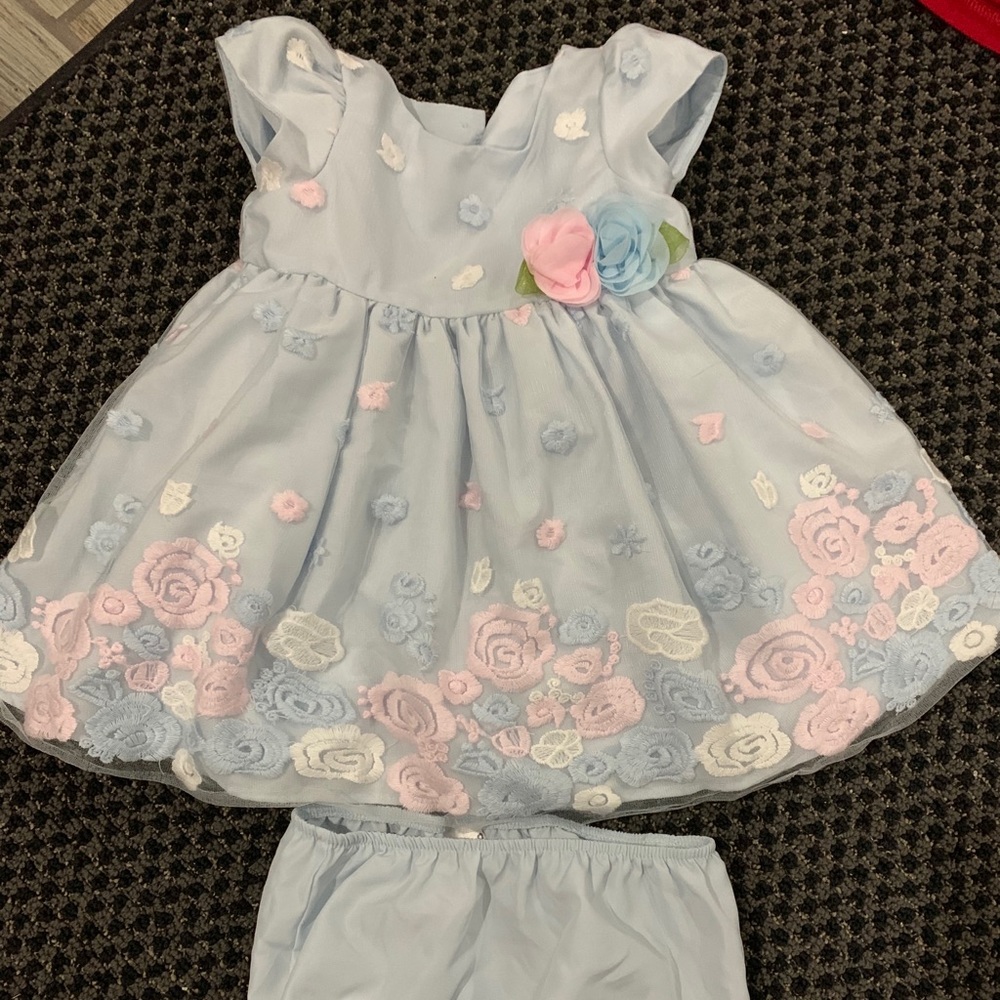 Blue embroidered dress